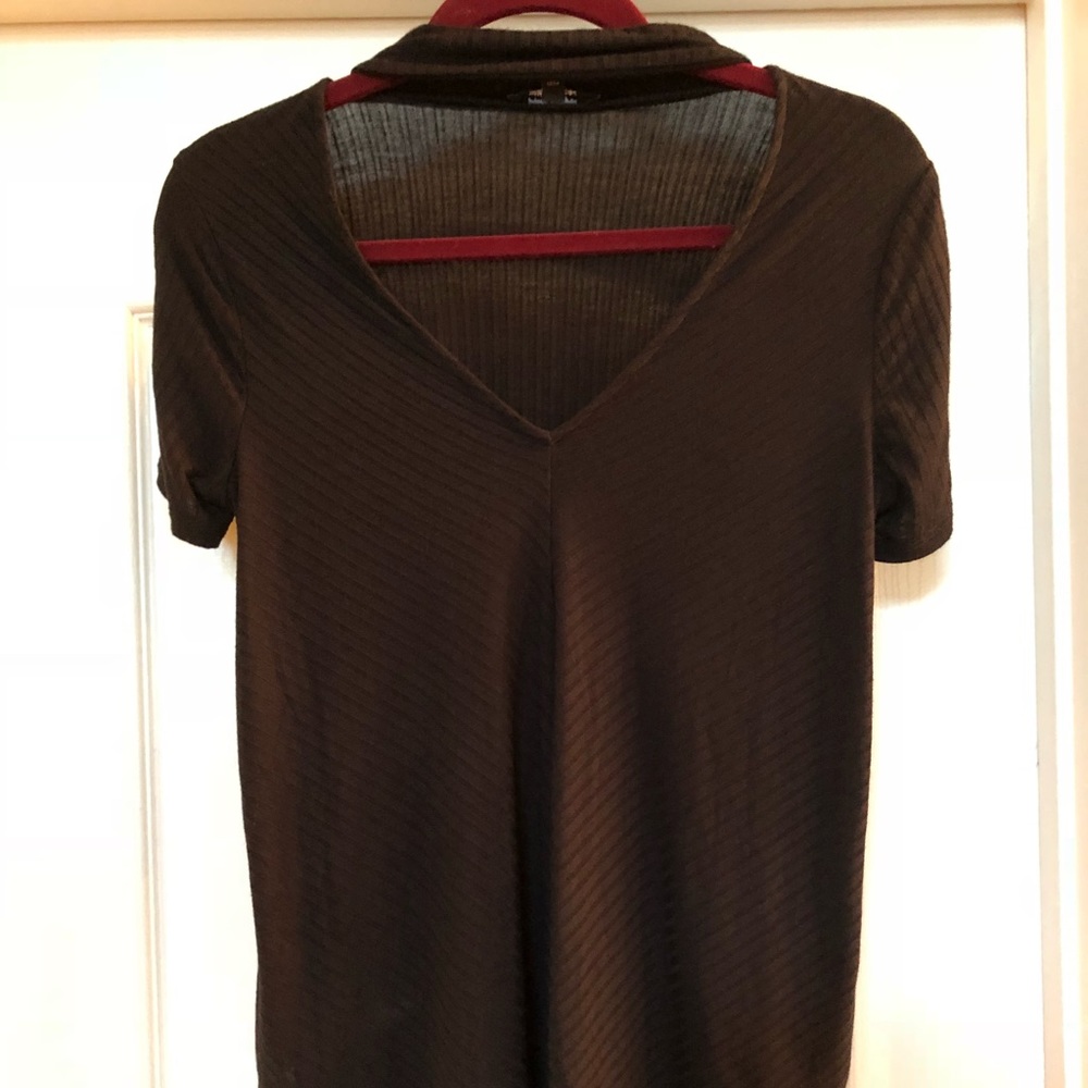 Cut-out Deep V Black Top